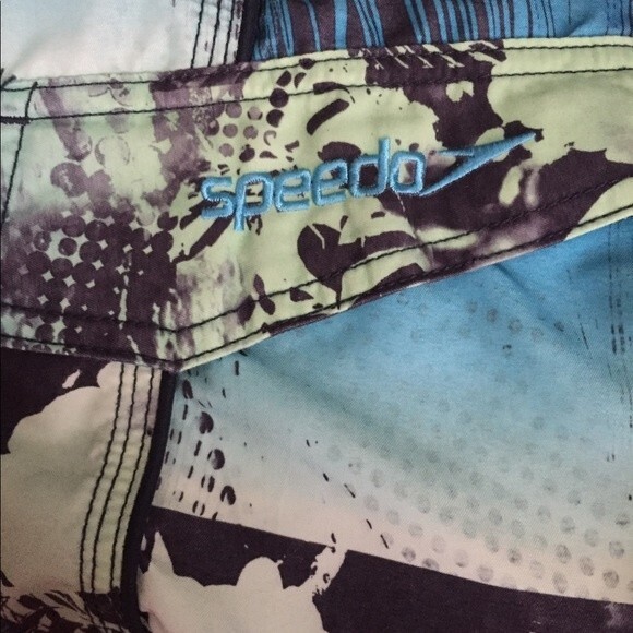 Speedo Swim Trunks Sz L Tropical Blue Hawaiian Surf Shorts Board Shorts - Picture 12 of 12